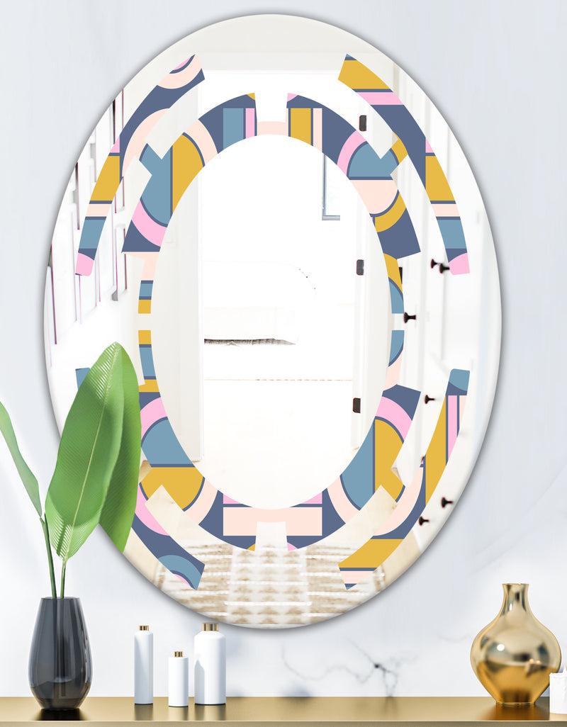 DesignQ Retro Circular Design I - Modern Round Or Oval Wall Mirror - Space