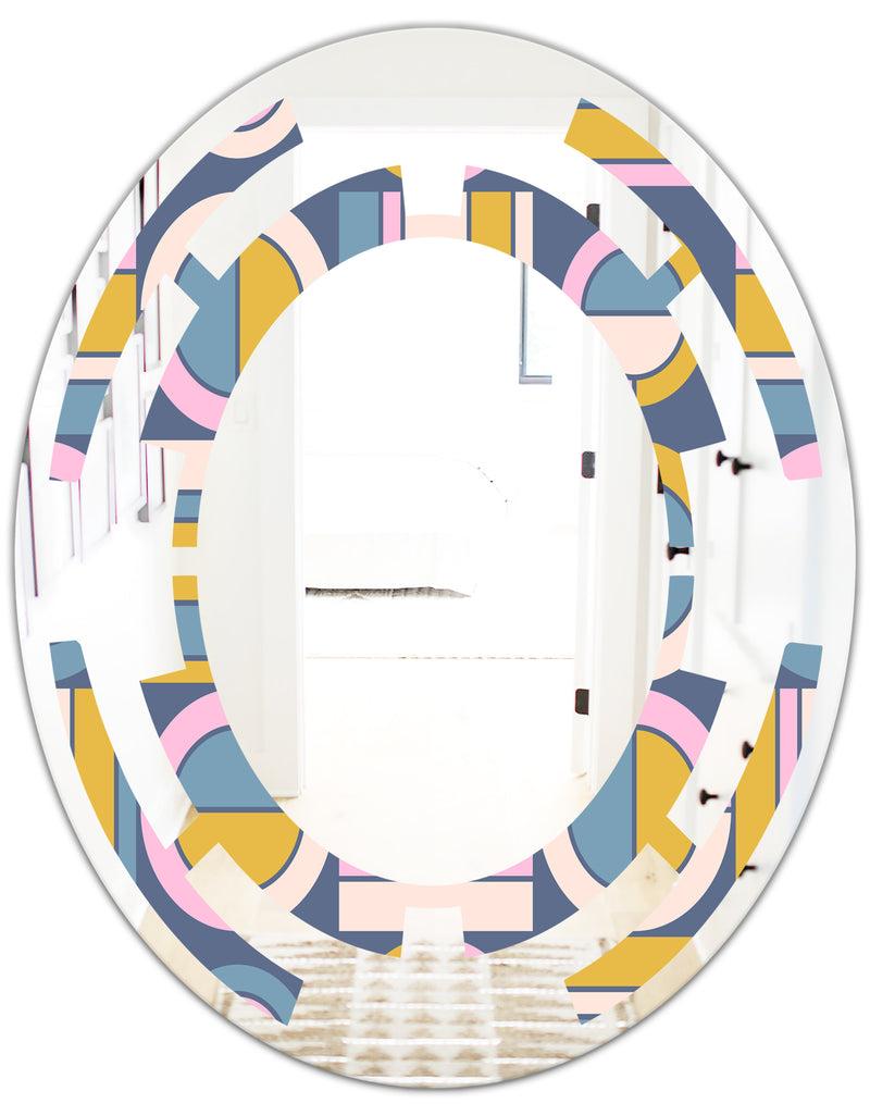 DesignQ Retro Circular Design I - Modern Round Or Oval Wall Mirror - Space