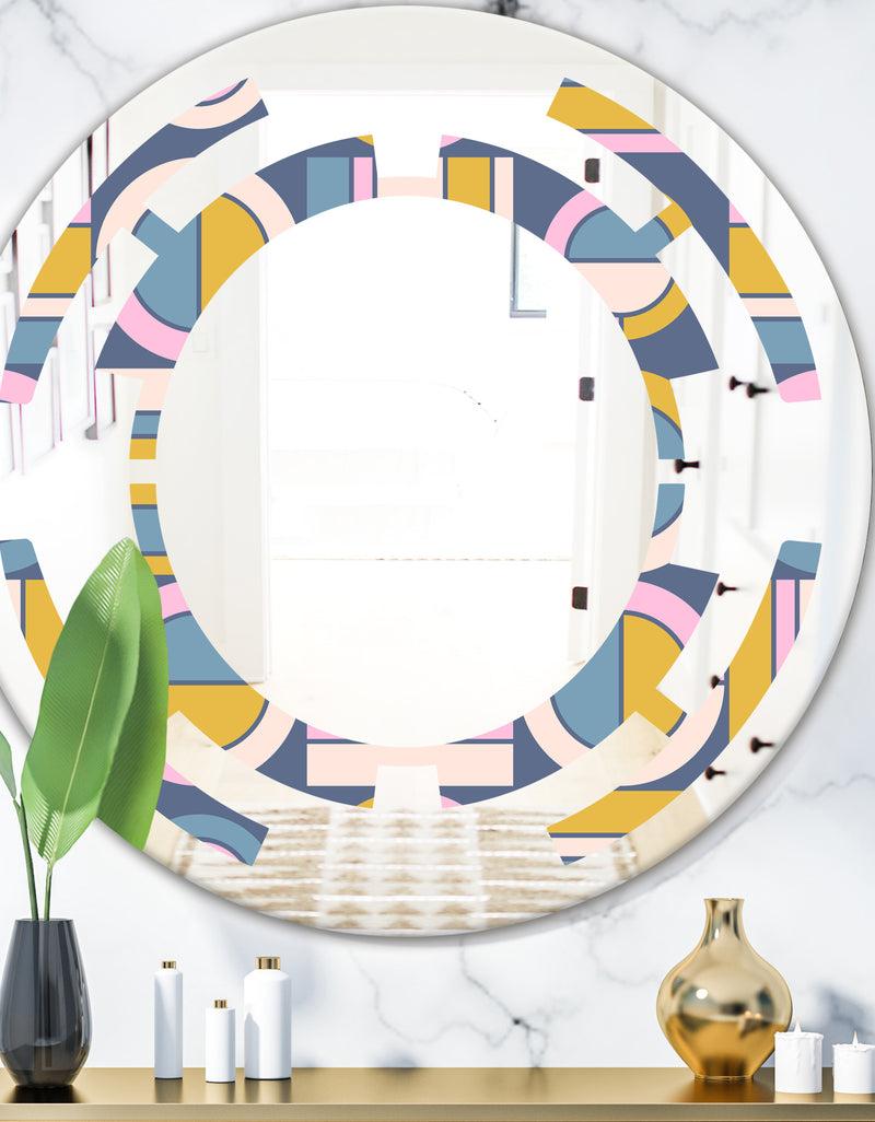 DesignQ Retro Circular Design I - Modern Round or Oval Wall Mirror - Space