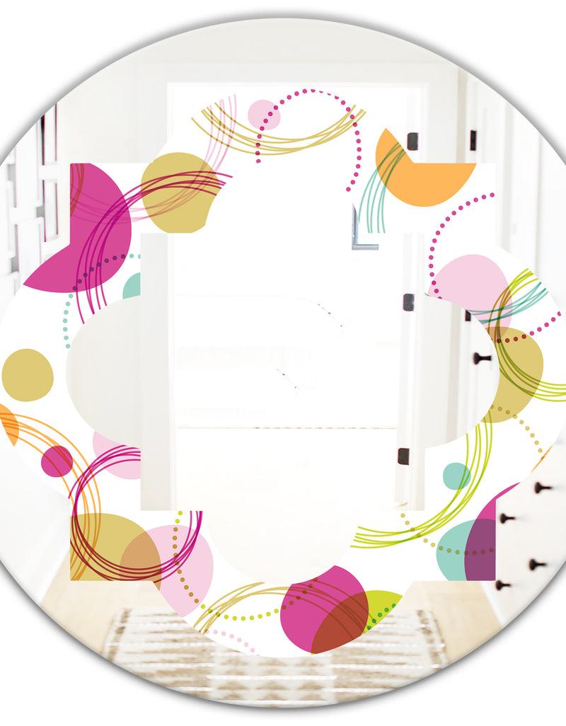 DesignQ Retro Circular Design II - Modern Round Or Oval Wall Mirror - Quatrefoil