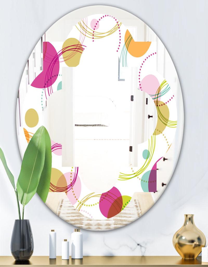 DesignQ Retro Circular Design II - Modern Round Or Oval Wall Mirror - Quatrefoil