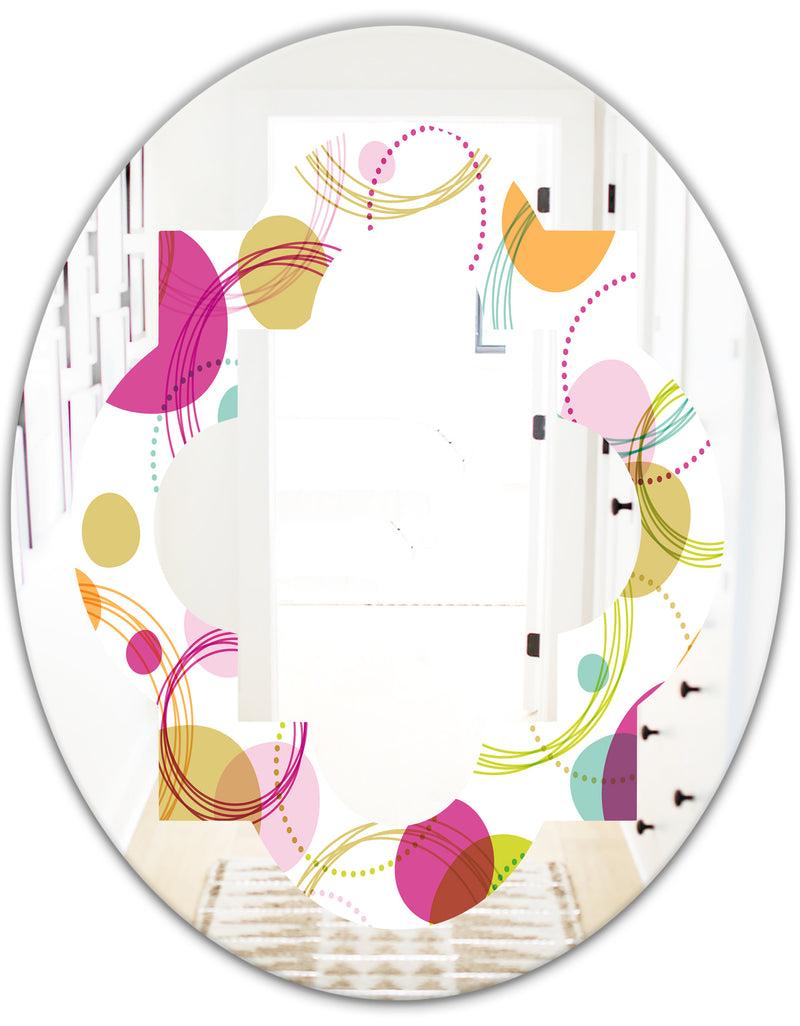 DesignQ Retro Circular Design II - Modern Round Or Oval Wall Mirror - Quatrefoil