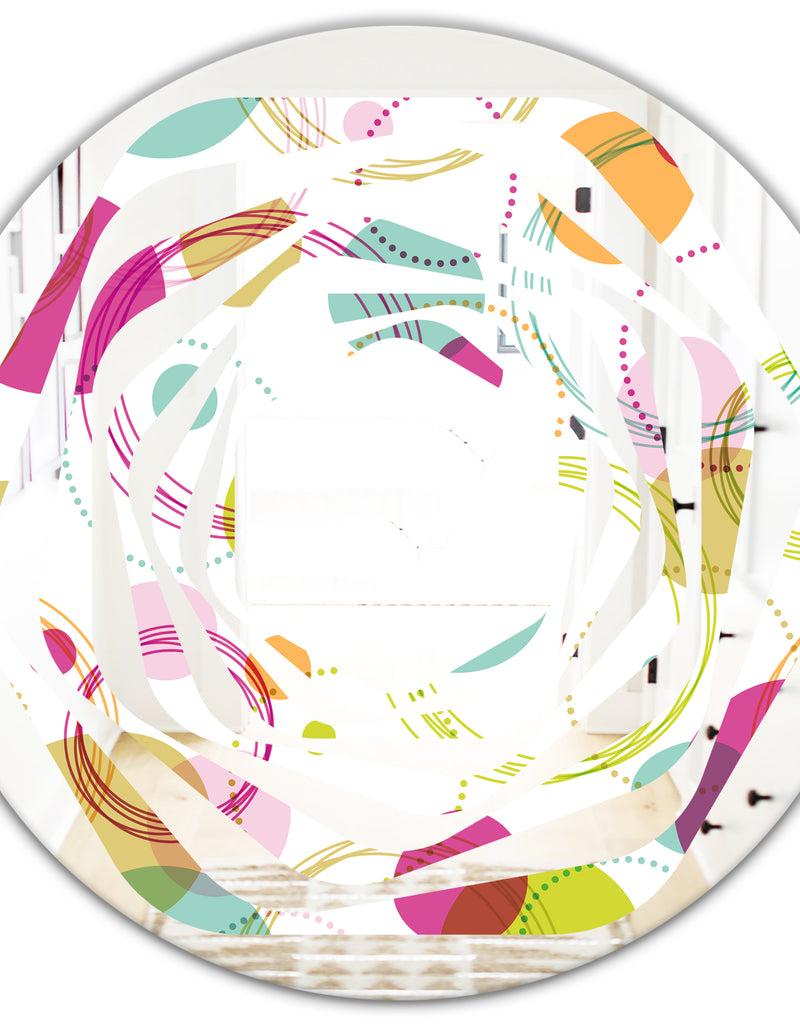 DesignQ Retro Circular Design II - Modern Round Or Oval Wall Mirror - Whirl