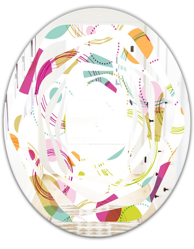 DesignQ Retro Circular Design II - Modern Round Or Oval Wall Mirror - Whirl
