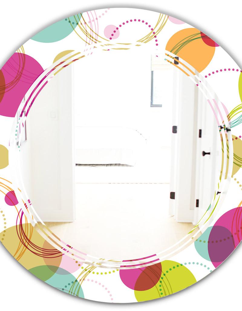 DesignQ Retro Circular Design II - Modern Round Or Oval Wall Mirror - Triple C