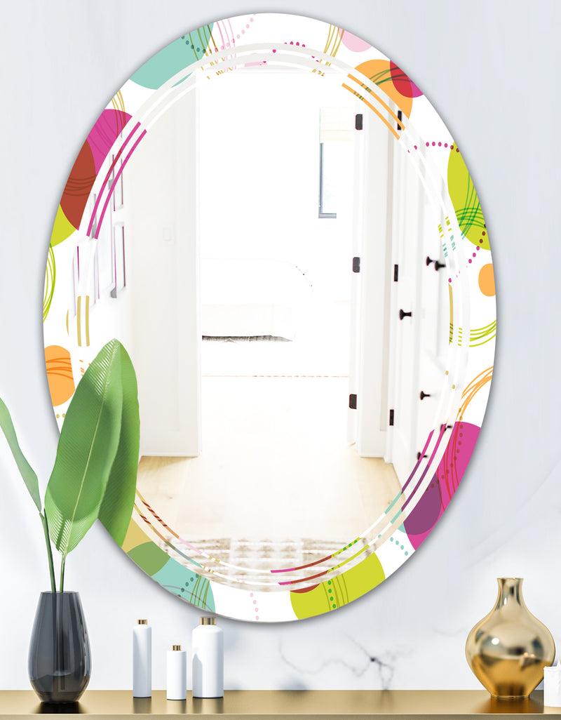 DesignQ Retro Circular Design II - Modern Round Or Oval Wall Mirror - Triple C