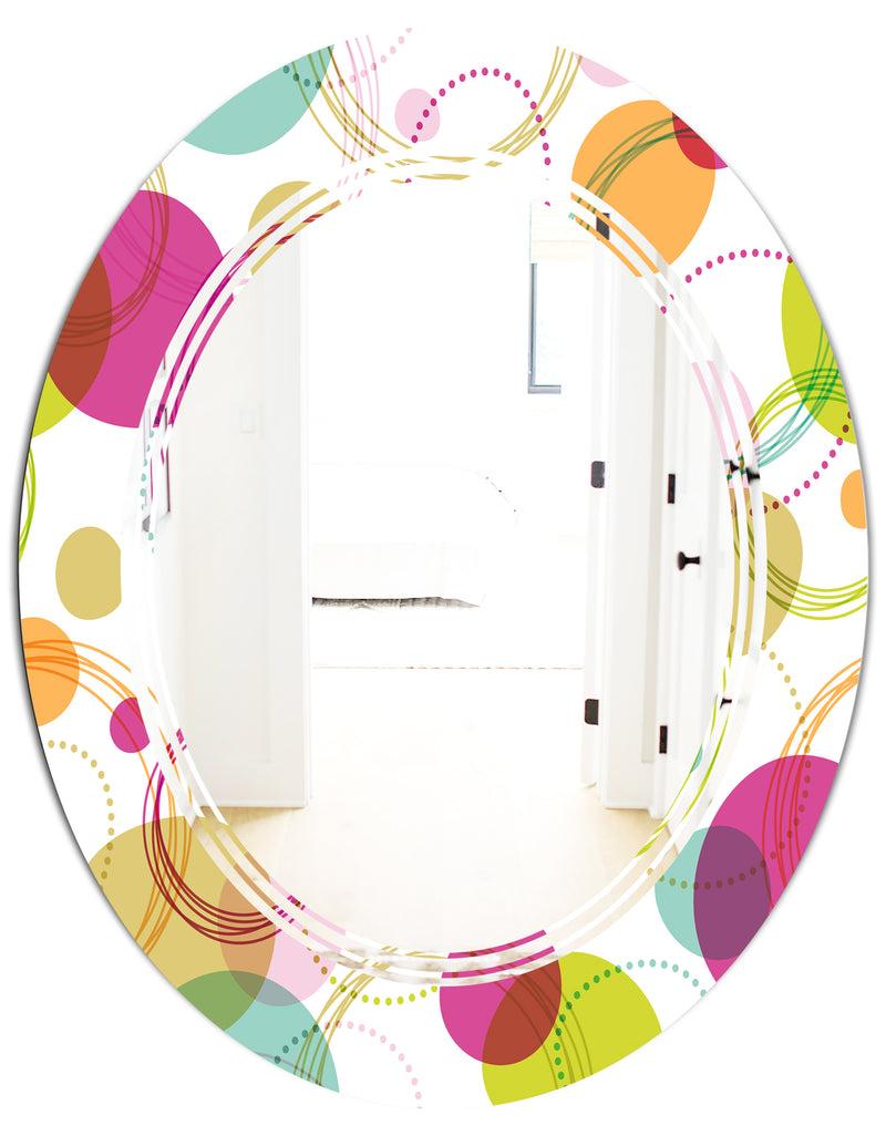 DesignQ Retro Circular Design II - Modern Round Or Oval Wall Mirror - Triple C