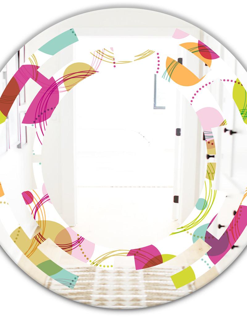 DesignQ Retro Circular Design II - Modern Round Or Oval Wall Mirror - Space