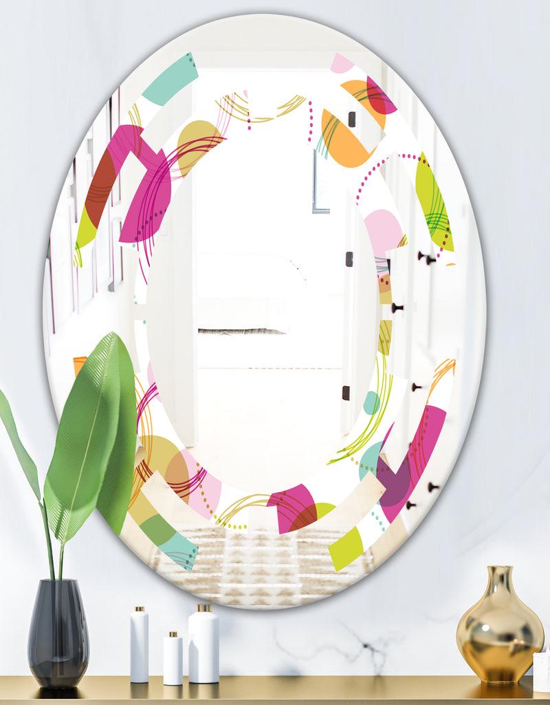 DesignQ Retro Circular Design II - Modern Round Or Oval Wall Mirror - Space