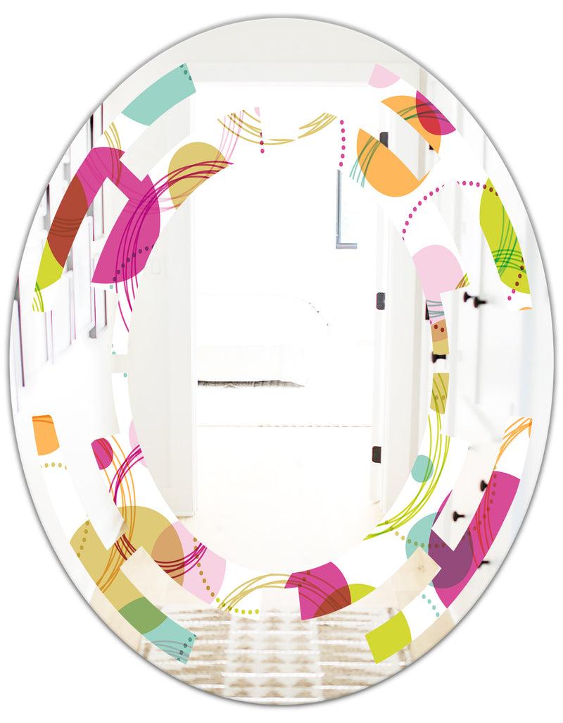 DesignQ Retro Circular Design II - Modern Round Or Oval Wall Mirror - Space