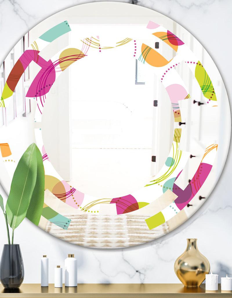 DesignQ Retro Circular Design II - Modern Round or Oval Wall Mirror - Space