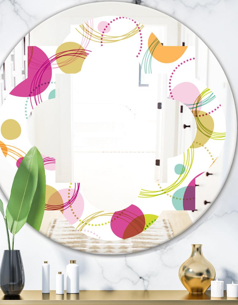 DesignQ Retro Circular Design II - Modern Round or Oval Wall Mirror - Quatrefoil