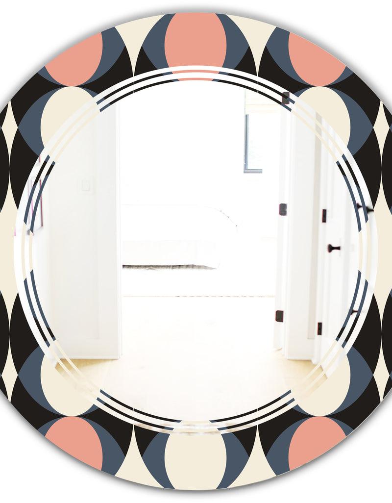 DesignQ Retro Circular Pattern II - Modern Round Or Oval Wall Mirror - Triple C