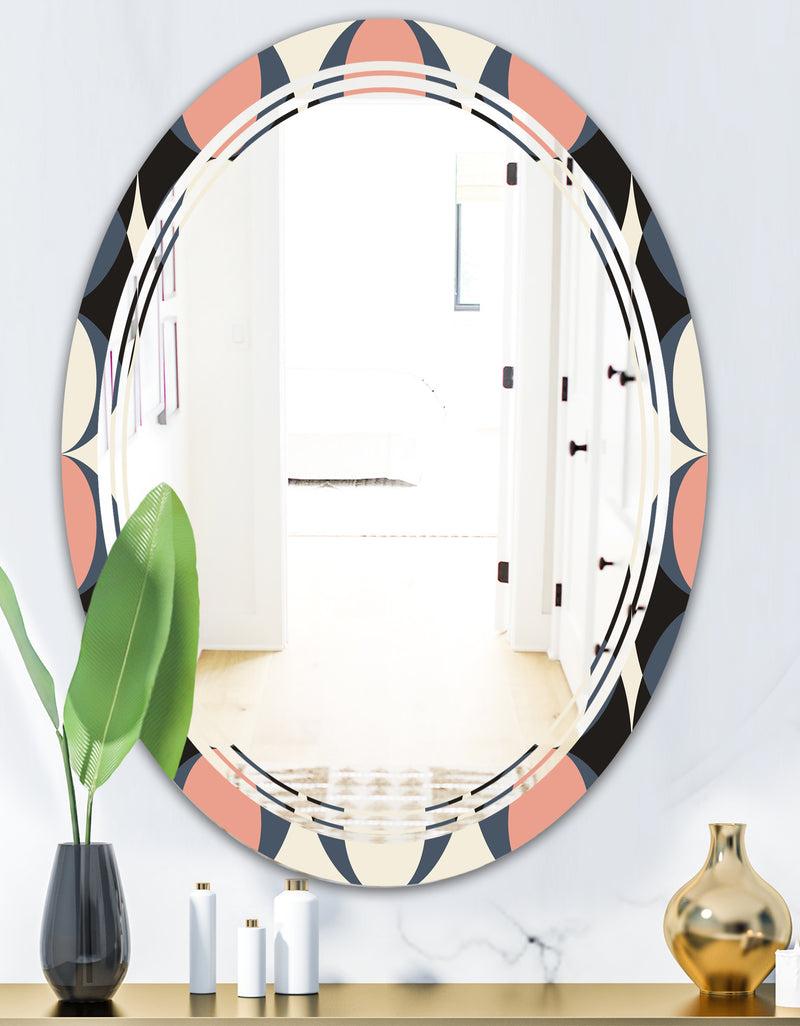 DesignQ Retro Circular Pattern II - Modern Round Or Oval Wall Mirror - Triple C