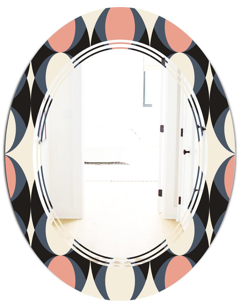 DesignQ Retro Circular Pattern II - Modern Round Or Oval Wall Mirror - Triple C