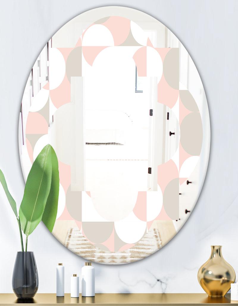 DesignQ Retro Circular Pattern III - Modern Round Or Oval Wall Mirror - Quatrefoil