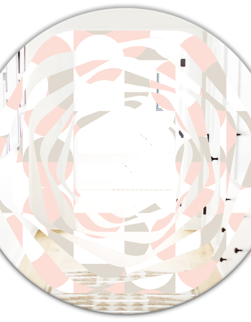 DesignQ Retro Circular Pattern III - Modern Round Or Oval Wall Mirror - Whirl