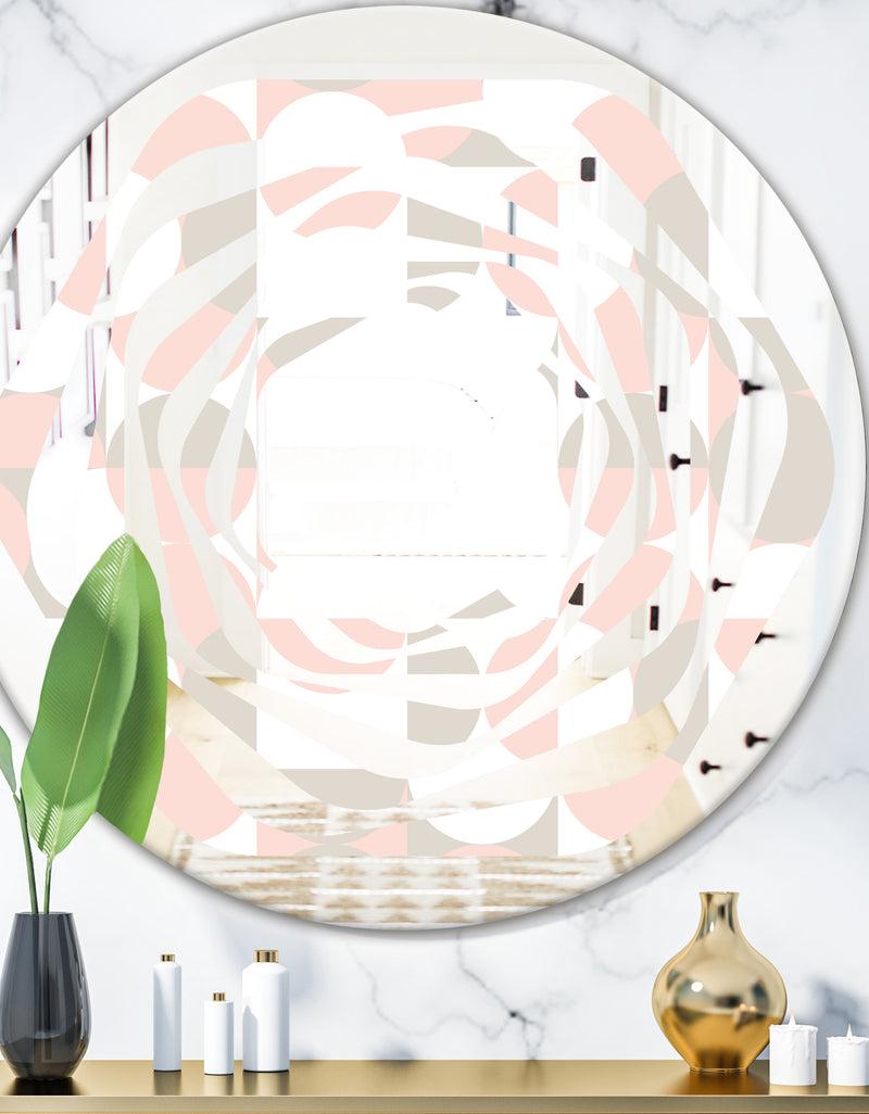 DesignQ Retro Circular Pattern III - Modern Round or Oval Wall Mirror - Whirl