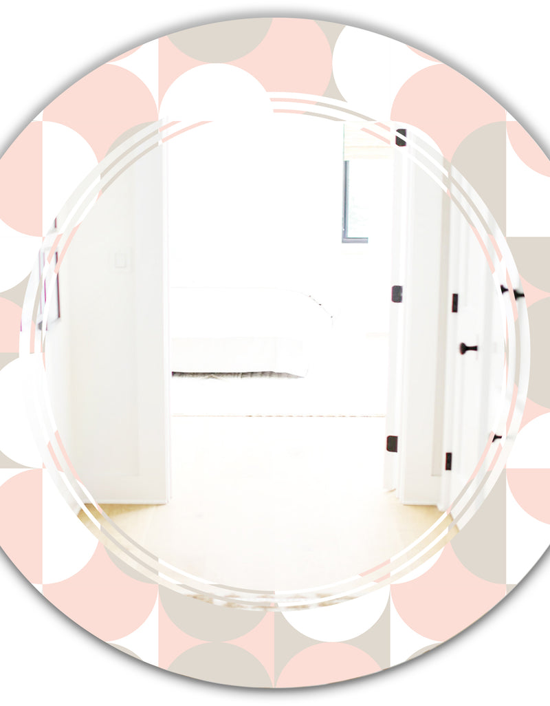 DesignQ Retro Circular Pattern III - Modern Round Or Oval Wall Mirror - Triple C