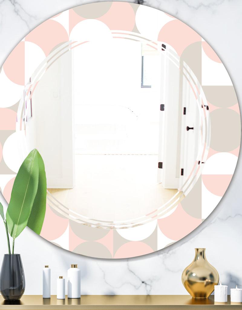 DesignQ Retro Circular Pattern III - Modern Round or Oval Wall Mirror - Triple C