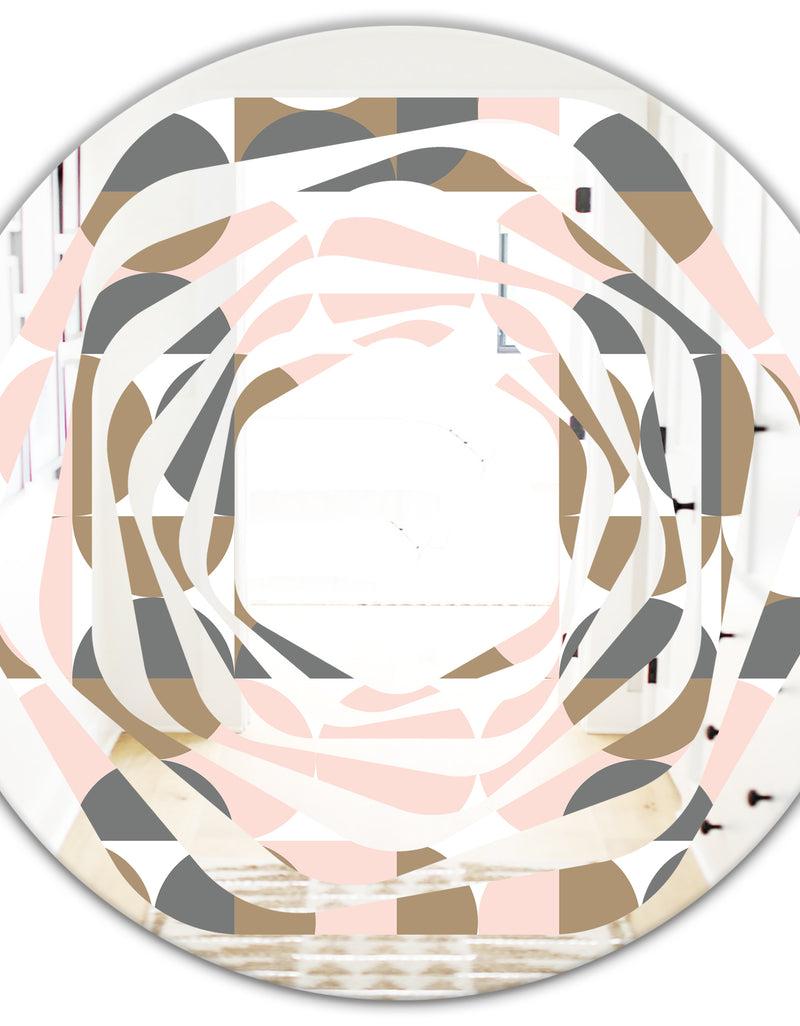 DesignQ Retro Circular Pattern IV - Modern Round Or Oval Wall Mirror - Whirl
