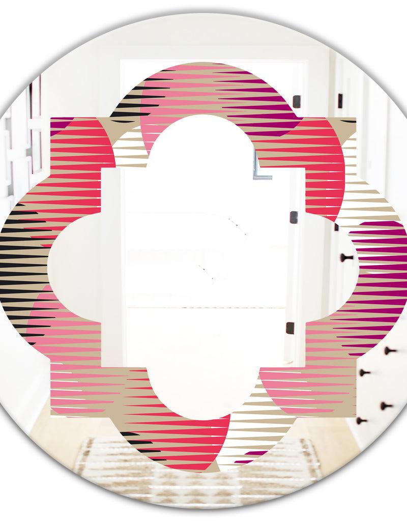 DesignQ Retro Circular Pattern VIII - Modern Round Or Oval Wall Mirror - Quatrefoil