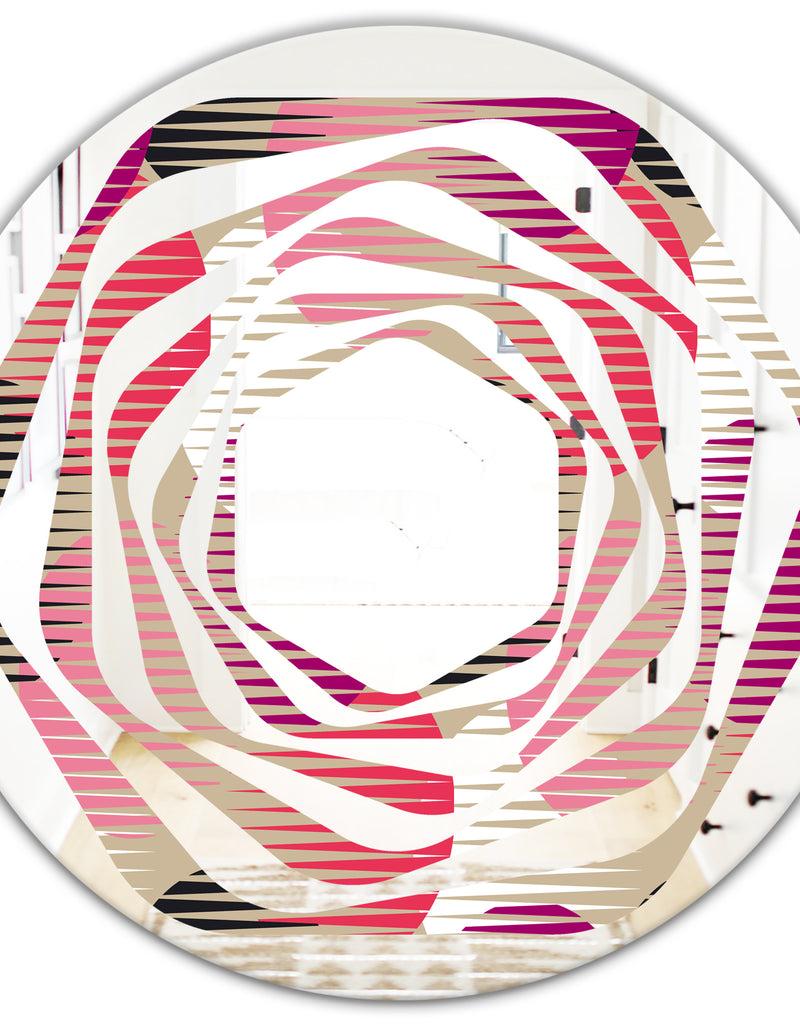 DesignQ Retro Circular Pattern VIII - Modern Round Or Oval Wall Mirror - Whirl