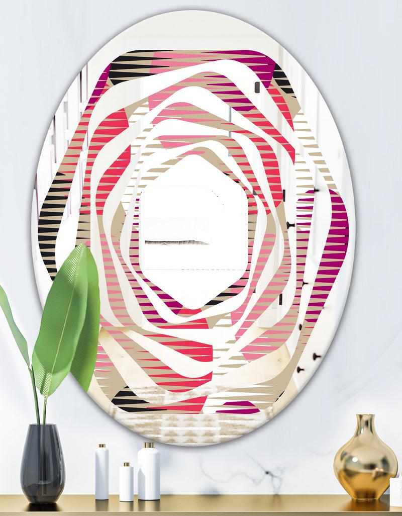 DesignQ Retro Circular Pattern VIII - Modern Round Or Oval Wall Mirror - Whirl