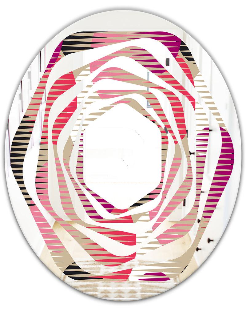 DesignQ Retro Circular Pattern VIII - Modern Round Or Oval Wall Mirror - Whirl