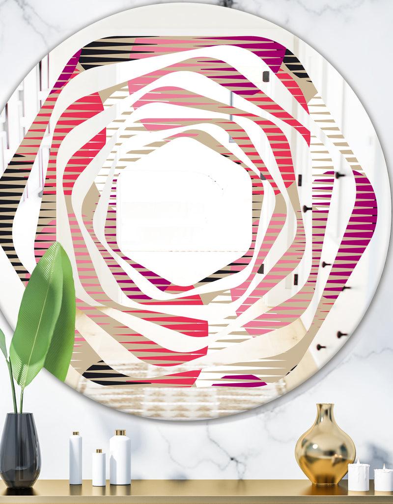 DesignQ Retro Circular Pattern VIII - Modern Round or Oval Wall Mirror - Whirl