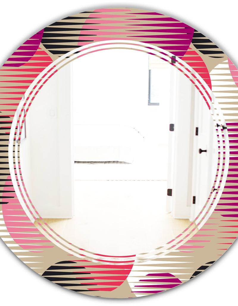 DesignQ Retro Circular Pattern VIII - Modern Round Or Oval Wall Mirror - Triple C