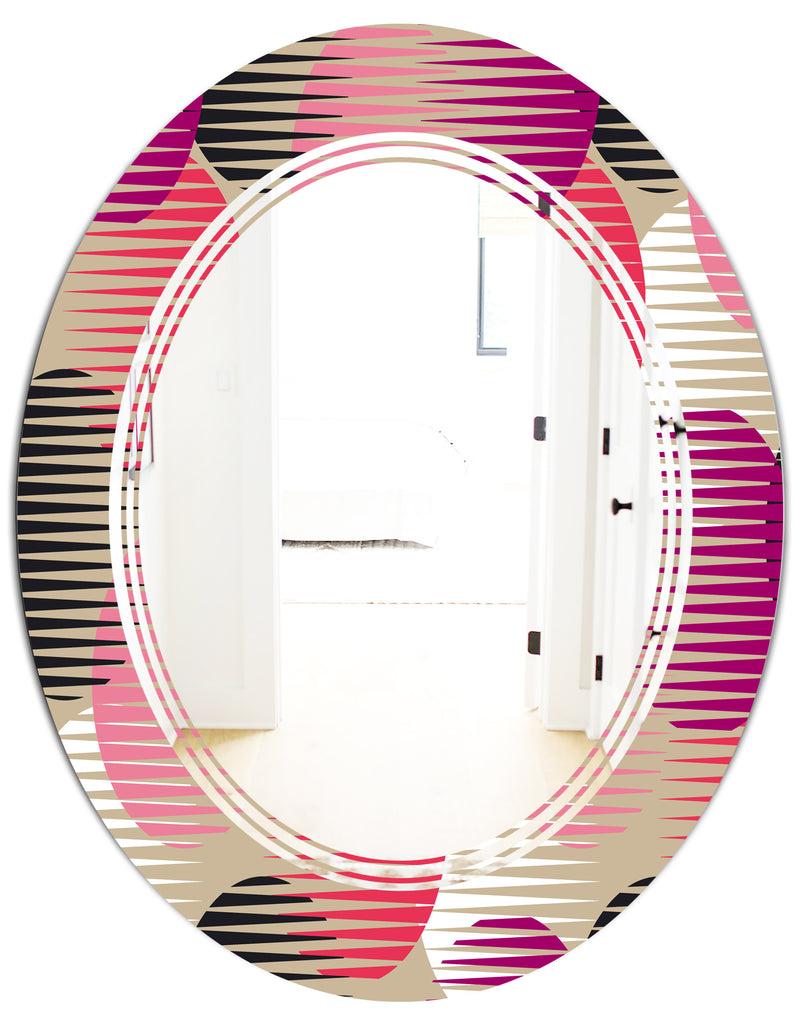 DesignQ Retro Circular Pattern VIII - Modern Round Or Oval Wall Mirror - Triple C