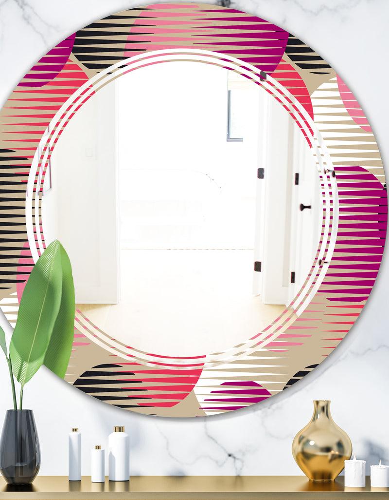 DesignQ Retro Circular Pattern VIII - Modern Round or Oval Wall Mirror - Triple C