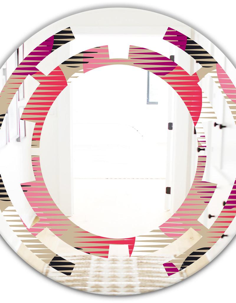 DesignQ Retro Circular Pattern VIII - Modern Round Or Oval Wall Mirror - Space