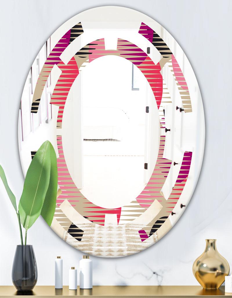 DesignQ Retro Circular Pattern VIII - Modern Round Or Oval Wall Mirror - Space