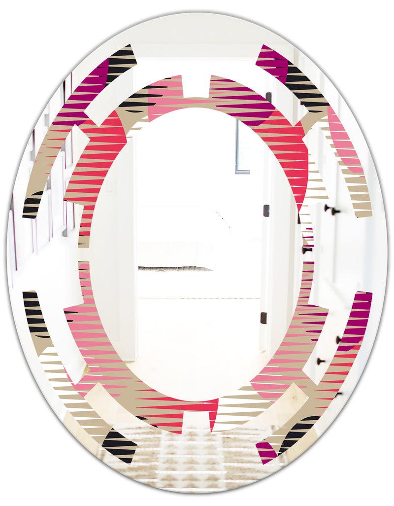 DesignQ Retro Circular Pattern VIII - Modern Round Or Oval Wall Mirror - Space