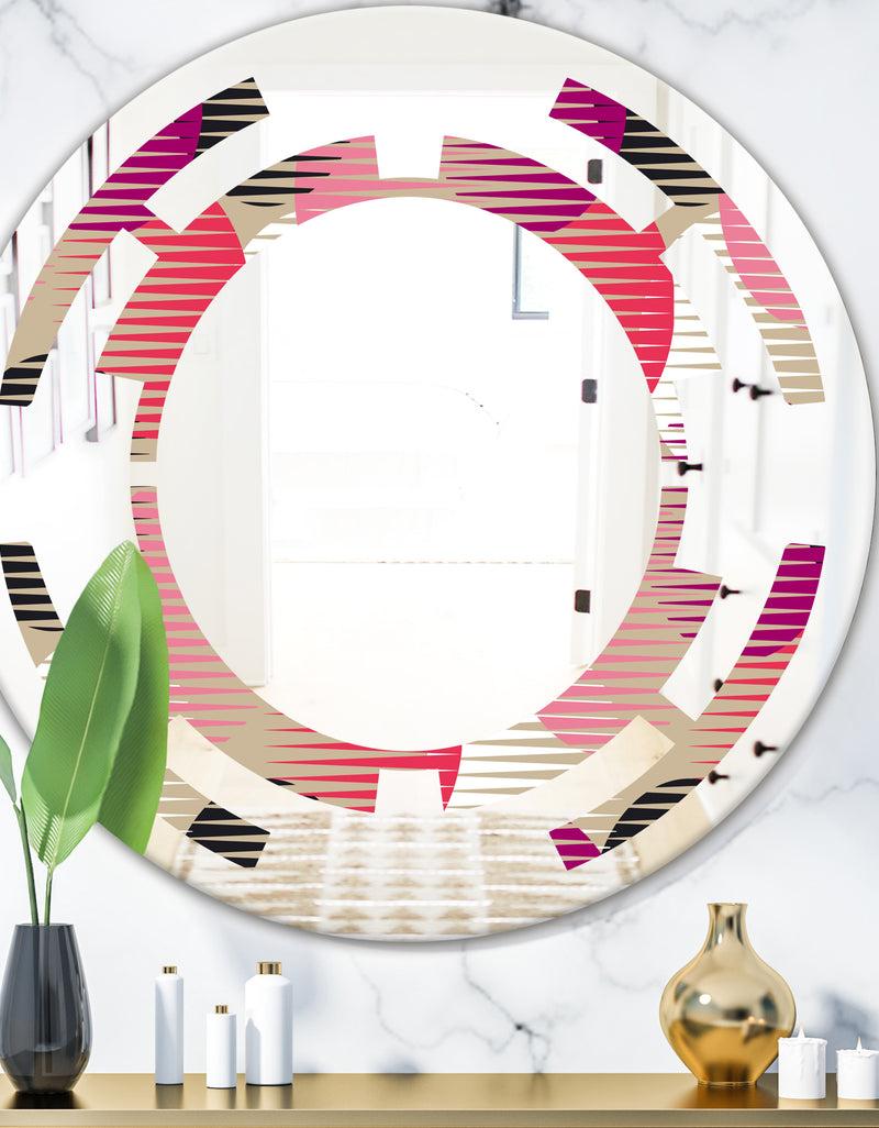 DesignQ Retro Circular Pattern VIII - Modern Round or Oval Wall Mirror - Space
