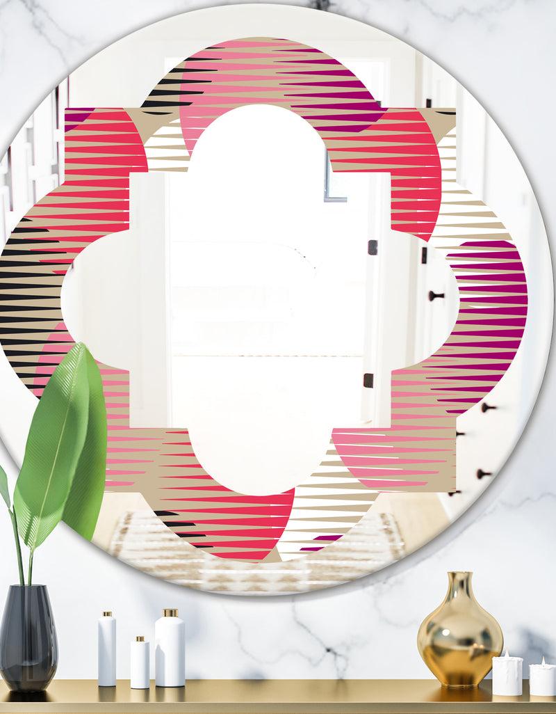 DesignQ Retro Circular Pattern VIII - Modern Round or Oval Wall Mirror - Quatrefoil