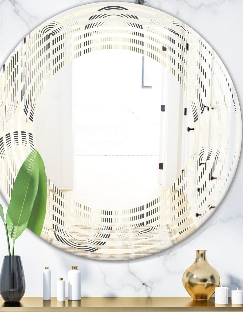 DesignQ Retro Curved Minimal Geometric Ornament I - Modern Round or Oval Wall Mirror - Wave