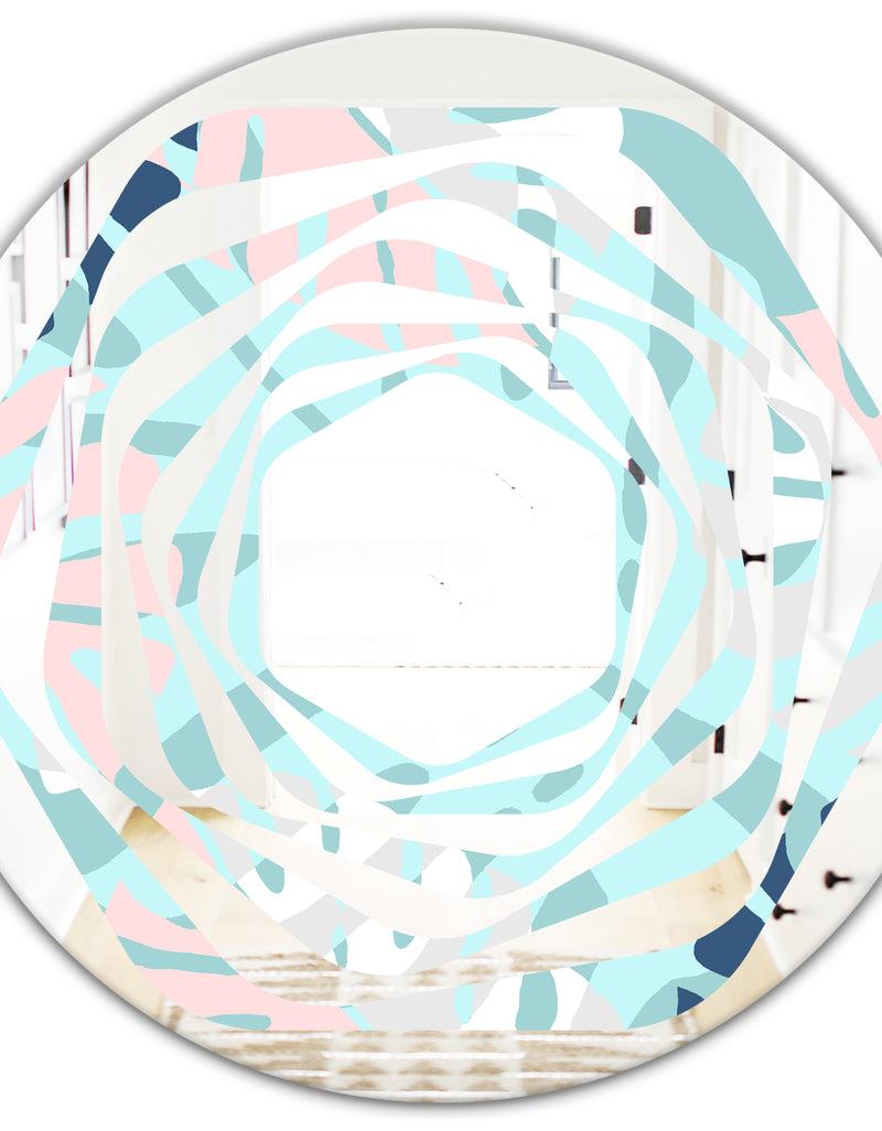 DesignQ Retro Floral Pattern II - Modern Round Or Oval Wall Mirror - Whirl