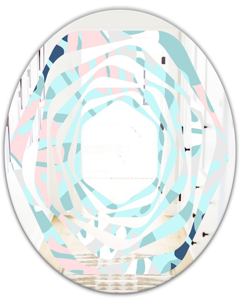 DesignQ Retro Floral Pattern II - Modern Round Or Oval Wall Mirror - Whirl