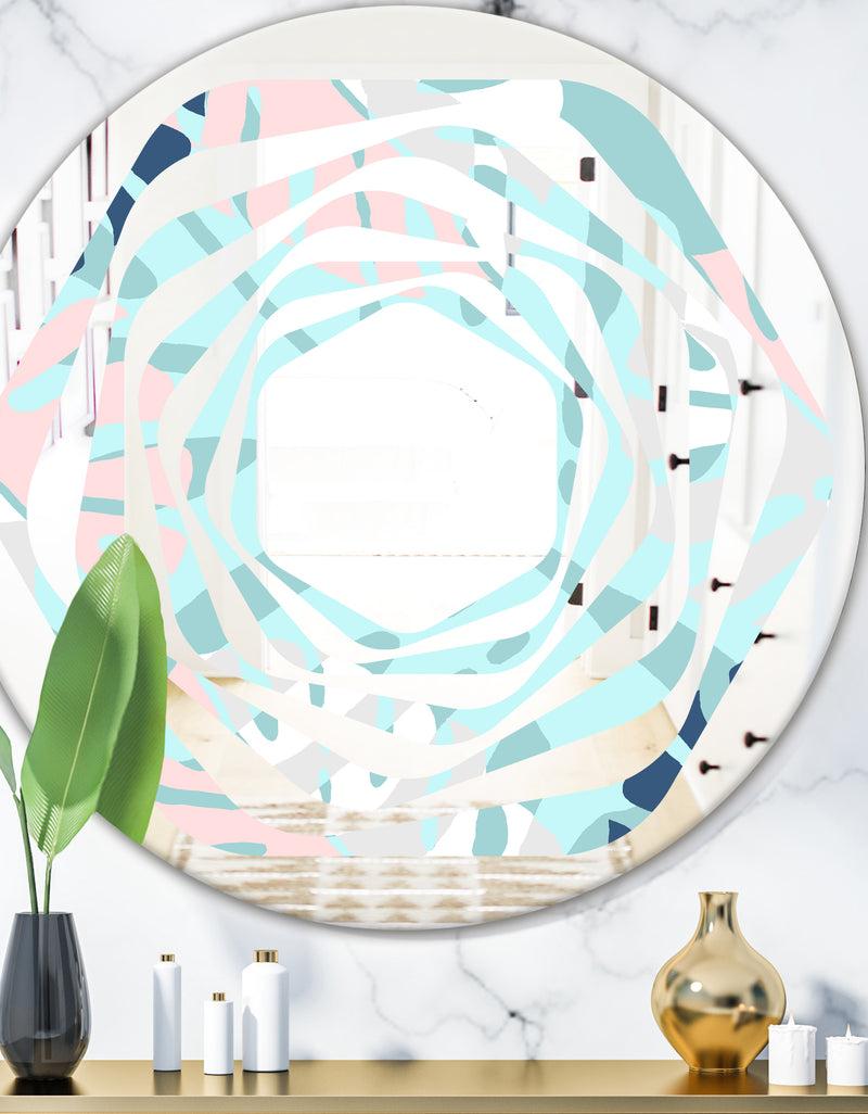 DesignQ Retro Floral Pattern II - Modern Round or Oval Wall Mirror - Whirl