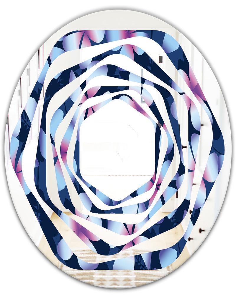 DesignQ Retro Frangipani Flowers - Modern Round Or Oval Wall Mirror - Whirl