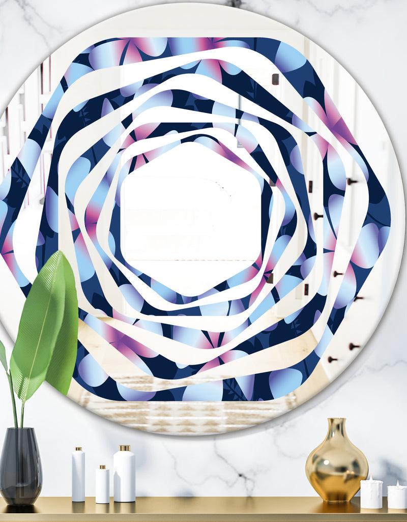 DesignQ Retro Frangipani Flowers - Modern Round or Oval Wall Mirror - Whirl