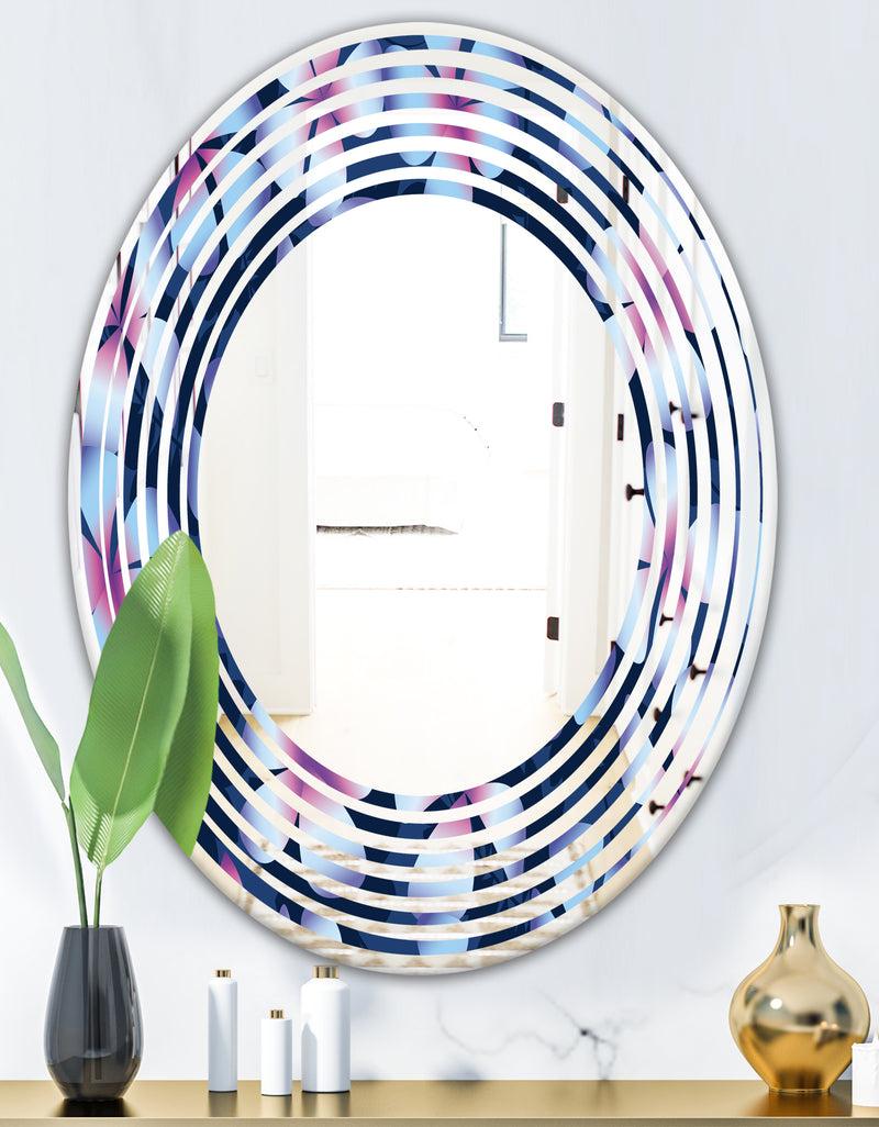 DesignQ Retro Frangipani Flowers - Modern Round Or Oval Wall Mirror - Wave