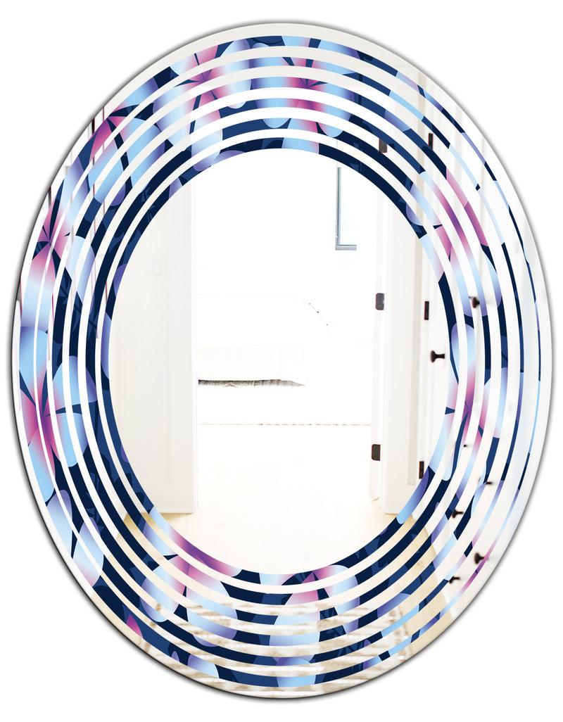 DesignQ Retro Frangipani Flowers - Modern Round Or Oval Wall Mirror - Wave