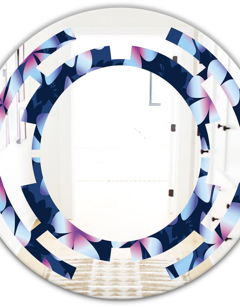 DesignQ Retro Frangipani Flowers - Modern Round Or Oval Wall Mirror - Space