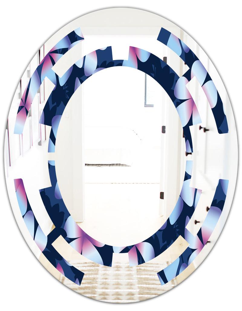DesignQ Retro Frangipani Flowers - Modern Round Or Oval Wall Mirror - Space