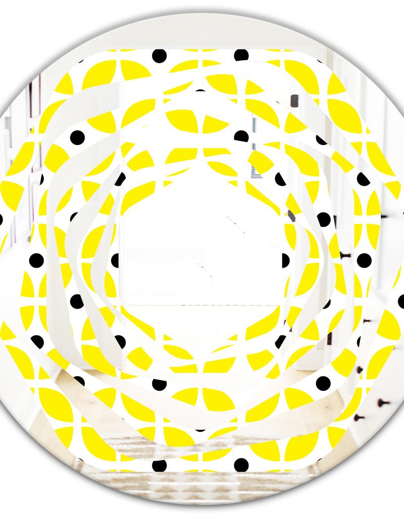 DesignQ Retro Geometric Design I - Modern Round Or Oval Wall Mirror - Whirl