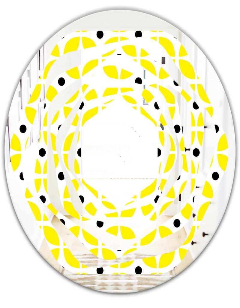 DesignQ Retro Geometric Design I - Modern Round Or Oval Wall Mirror - Whirl